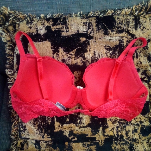 Victorias Secret Dream Angels Lined Demi Bra 32D Red Lace - Picture 4 of 6
